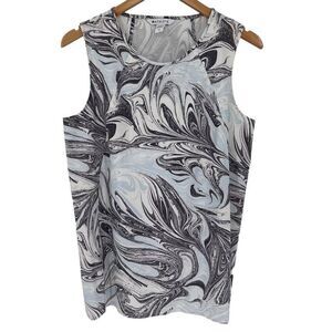 Athleta Refined Zephyr Tank Top Stretch White Grey Women‎ Medium Travel Commute